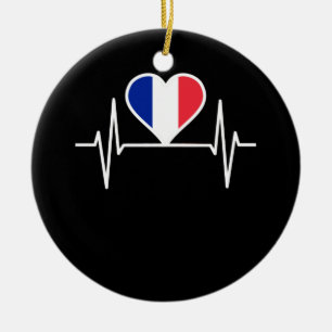 France Flag Heartbeat Ceramic Ornament