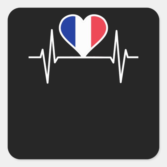 France Flag Heartbeat Square Sticker (Front)