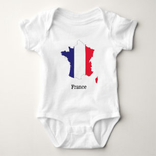 France Flag in Map Souvenir Design Baby Bodysuit