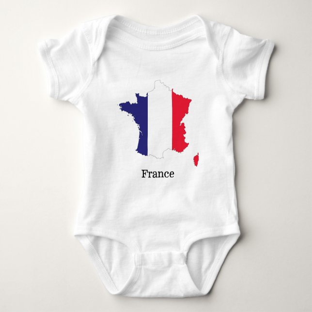 France Flag in Map Souvenir Design Baby Bodysuit (Front)