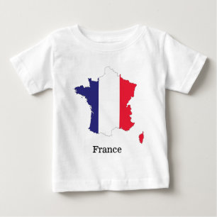 France Flag in Map Souvenir Design Baby T-Shirt