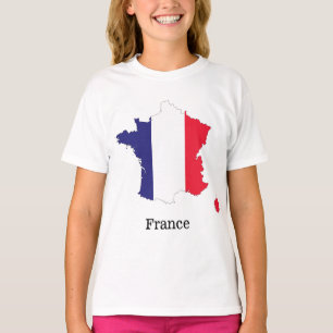 France Flag in Map Souvenir Design T-Shirt