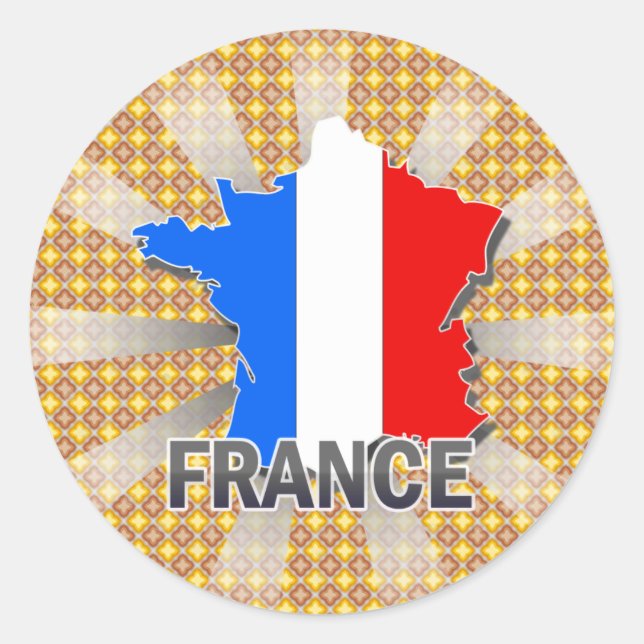 France Flag Map 2.0 Classic Round Sticker (Front)