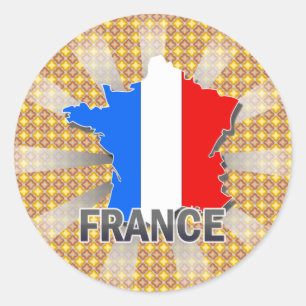 France Flag Map 2.0 Classic Round Sticker