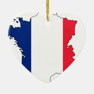 France Flag Map #2 Ceramic Tree Decoration