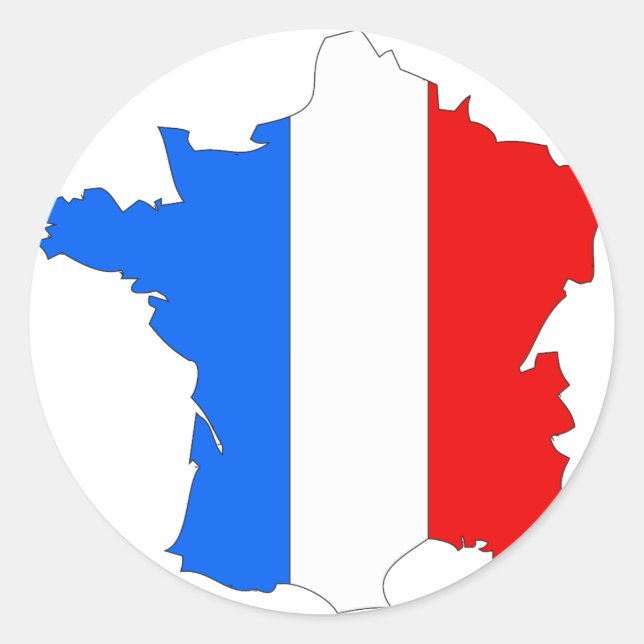 France flag map classic round sticker (Front)
