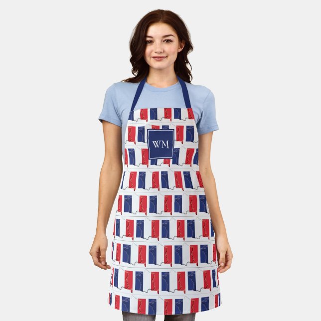 FRANCE FLAG MAP | Monogram | French Apron (Worn)