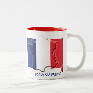 FRANCE FLAG MAP Scripture Customised White Two-Tone Coffee Mug