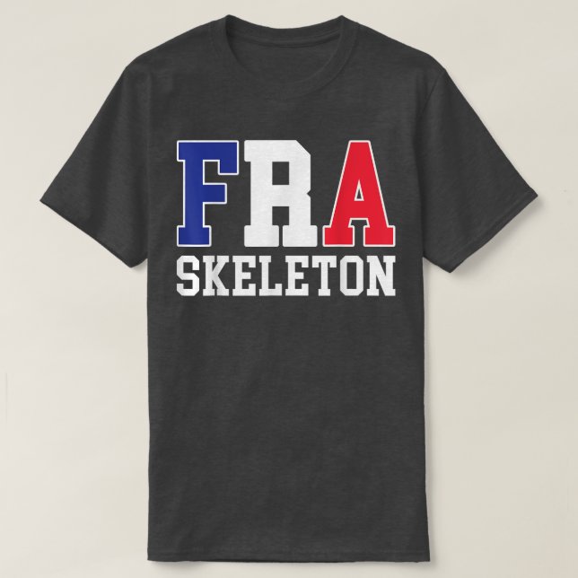France Flag Musher  French FRA Skeleton  T-Shirt (Design Front)