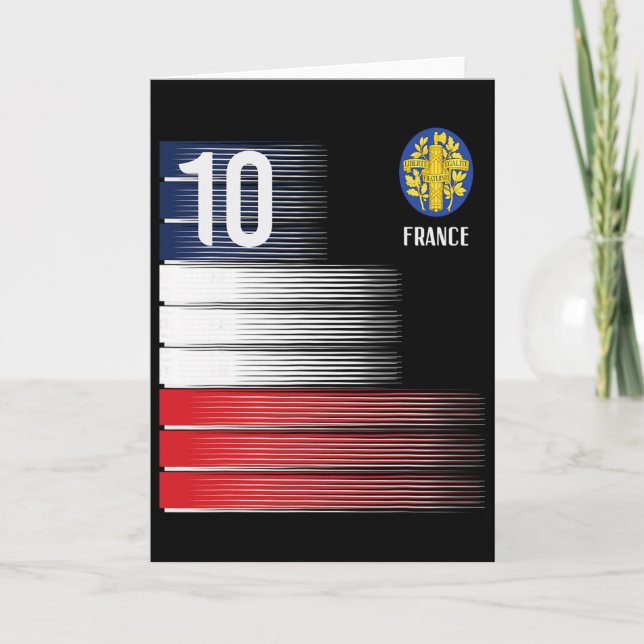 France Flag Number 10 French Soccer Men Women Boys Card (Front)