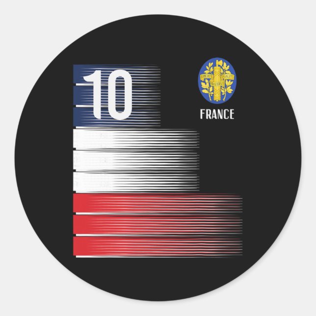 France Flag Number 10 French Soccer Men Women Boys Classic Round Sticker (Front)