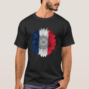 France Flag Sunflower French Roots Proud Patriotic T-Shirt