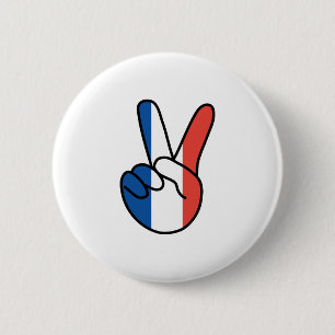 France Flag V Sign 6 Cm Round Badge