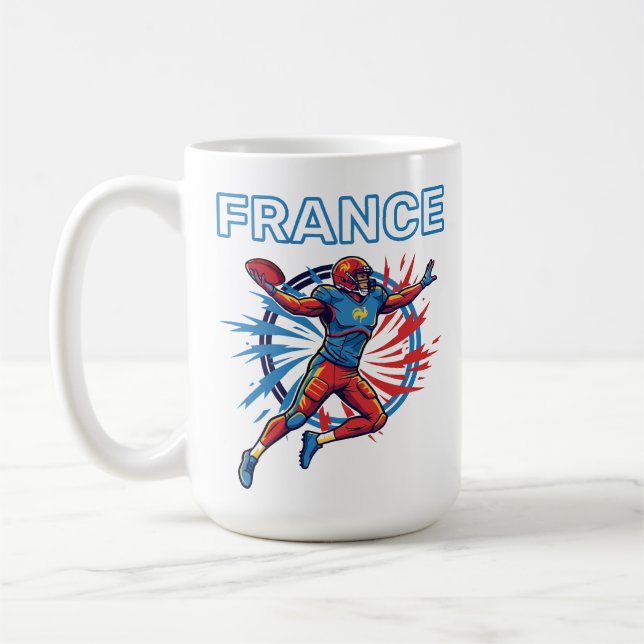 France Football Dynamic Quarterback Patriotic Art Coffee Mug (Left)