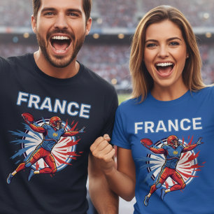 France Football Dynamic Quarterback Patriotic Art T-Shirt