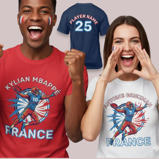 France Football Dynamic Quarterback Patriotic Art T-Shirt
