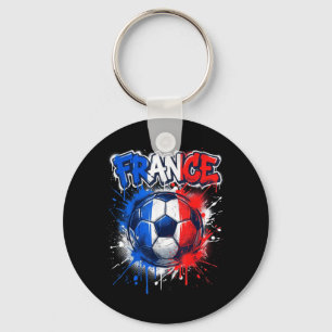 France Football Soccer Player Flag Graffiti Key Ring