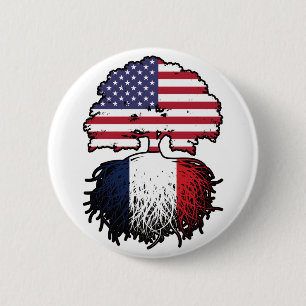 France French American USA United States America 6 Cm Round Badge