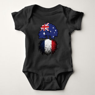 France French Australian Australia Tree Roots Flag Baby Bodysuit