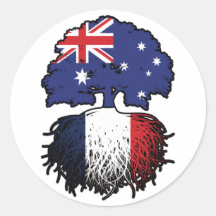 France French Australian Australia Tree Roots Flag Classic Round Sticker