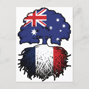 France French Australian Australia Tree Roots Flag Postcard