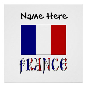 France French Flag Black Personalised Poster
