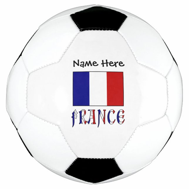 France French Flag Black Personalised Soccer Ball (Front)