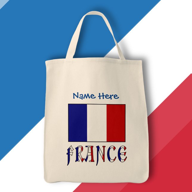 France French Flag Blue Personalisation  Tote Bag (Creator Uploaded)