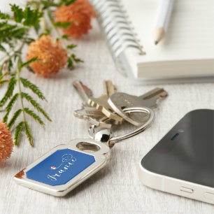 France, French Flag In Heart Key Ring