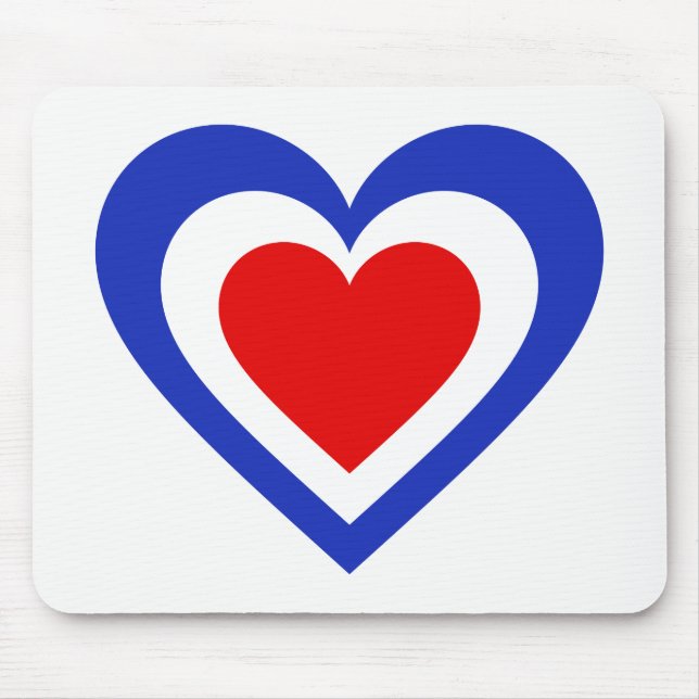 France/French Flag-inspired Hearts Mouse Pad (Front)