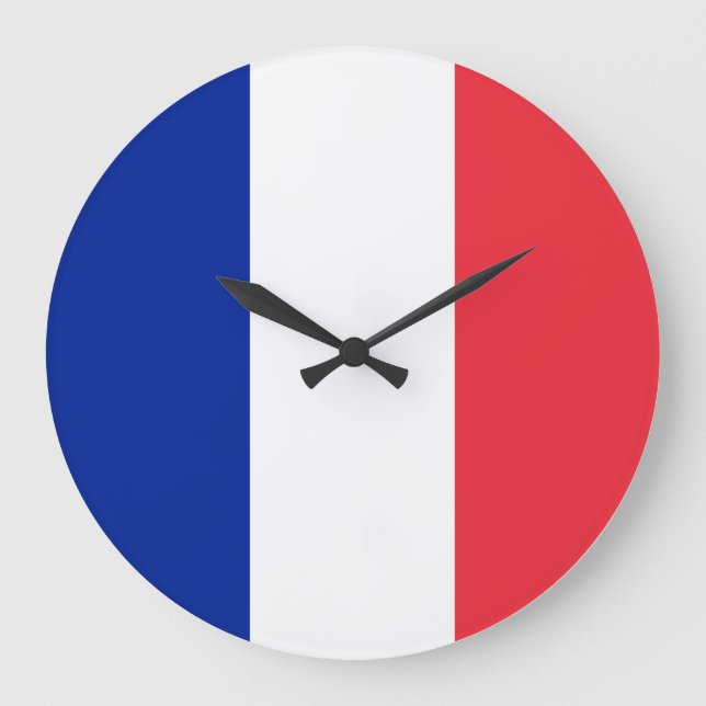 France (French) Flag Large Clock (Front)