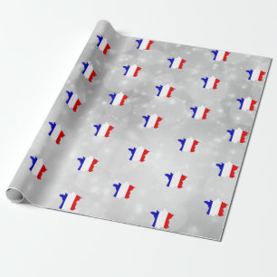 France French Flag Map Wrapping Paper