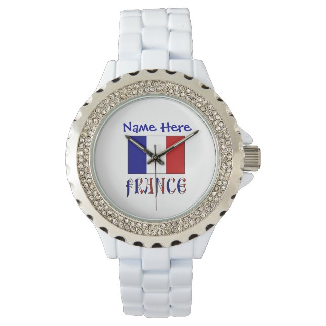 France French Flag Personalised Faceless Women's  Watch (Front)