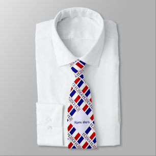 France French Flag Tiled Blue Personalisation  Tie