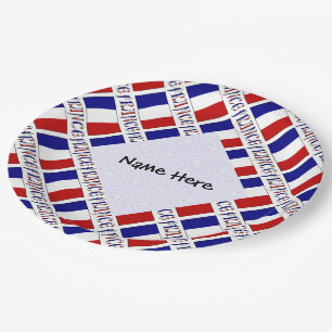 France French Flag Tiled Personalised Paper Plate