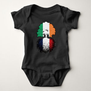 France French Irish Ireland Tree Roots Flag Baby Bodysuit