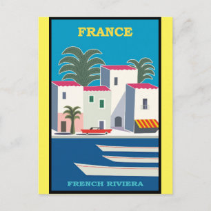 France French Riviera Vintage Travel Poster Postcard