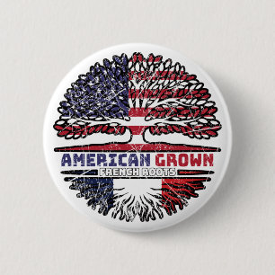 France French US American USA United States Tree 6 Cm Round Badge