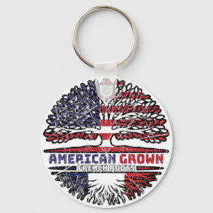 France French US American USA United States Tree Key Ring
