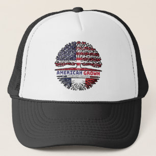 France French US American USA United States Tree Trucker Hat