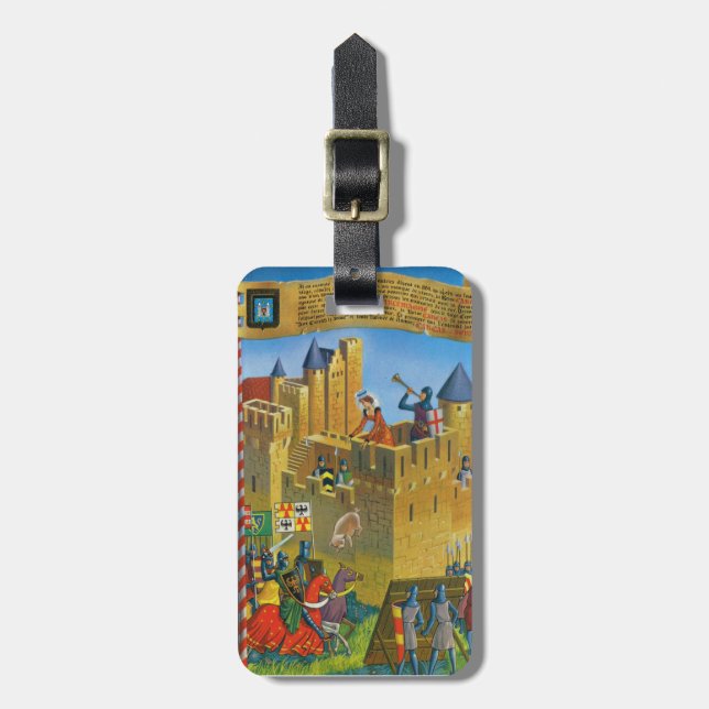 France, French vintage Mediaeval Carcassonne Luggage Tag (Front Vertical)