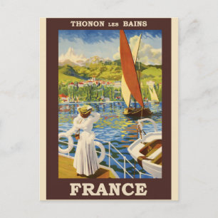 France French Vintage Travel Poster Postcard