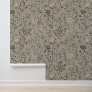 France Gray Floral Wallpaper