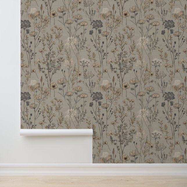 France Grey Floral Wallpaper (Application)