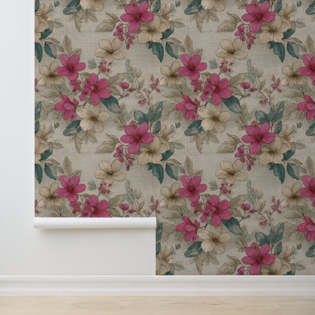 France Grey Floral Wallpaper (Application)