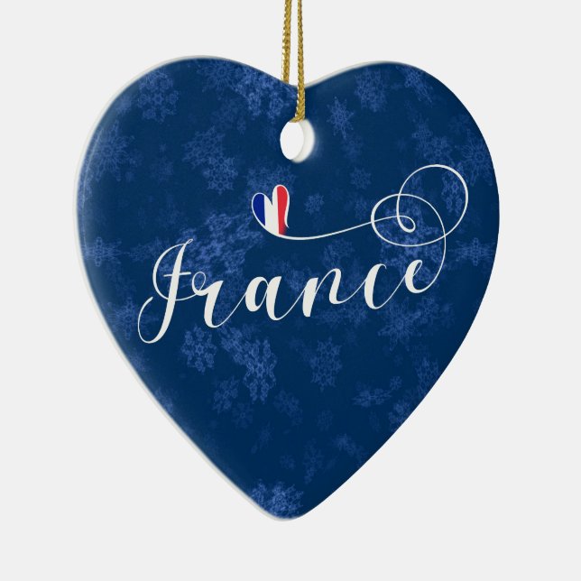 France Heart, Christmas Tree Ornament, French Ceramic Ornament (Right)