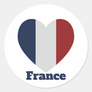 France Heart Flag Classic Round Sticker