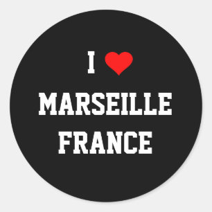 FRANCE: I Love Marseille Classic Round Sticker