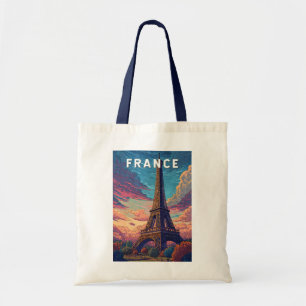France Illustration Travel Art Vintage Tote Bag