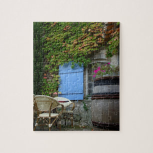 France, Les Baux de Provence, café patio Jigsaw Puzzle